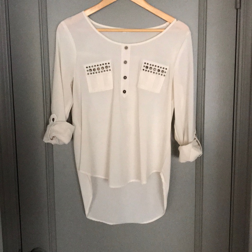 MINE - Sheer High Low Blouse